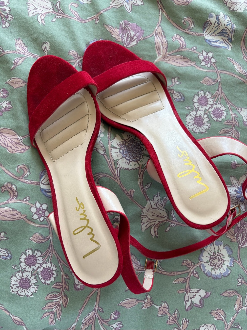 Lulu's Red Suede Open-Toe Ankle-Strap Sandals